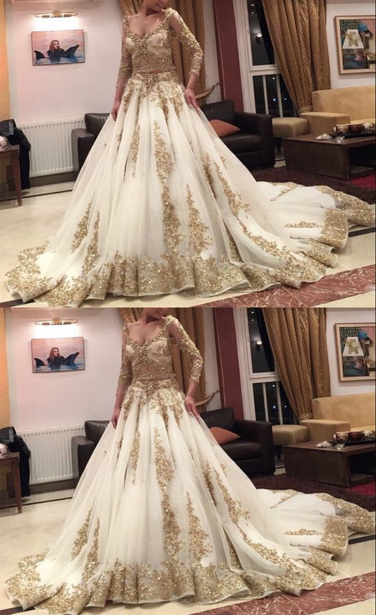 Goldene Brautkleider für die Braut Ballkleid cg19561