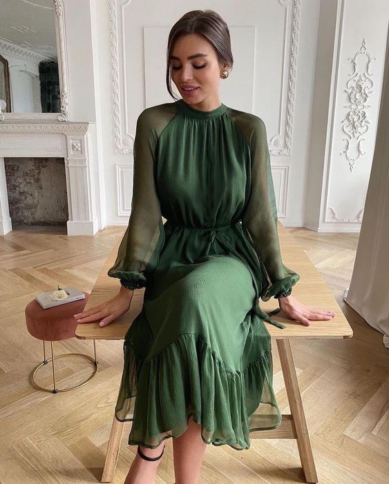 long sleeves evening dress, prom dress cg19604