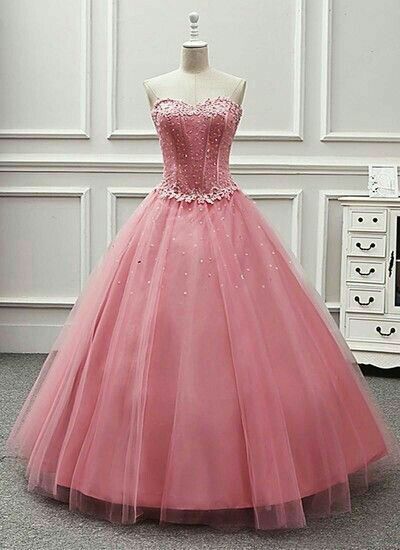 Sweetheart Pink Tulle Prom Dress cg19626