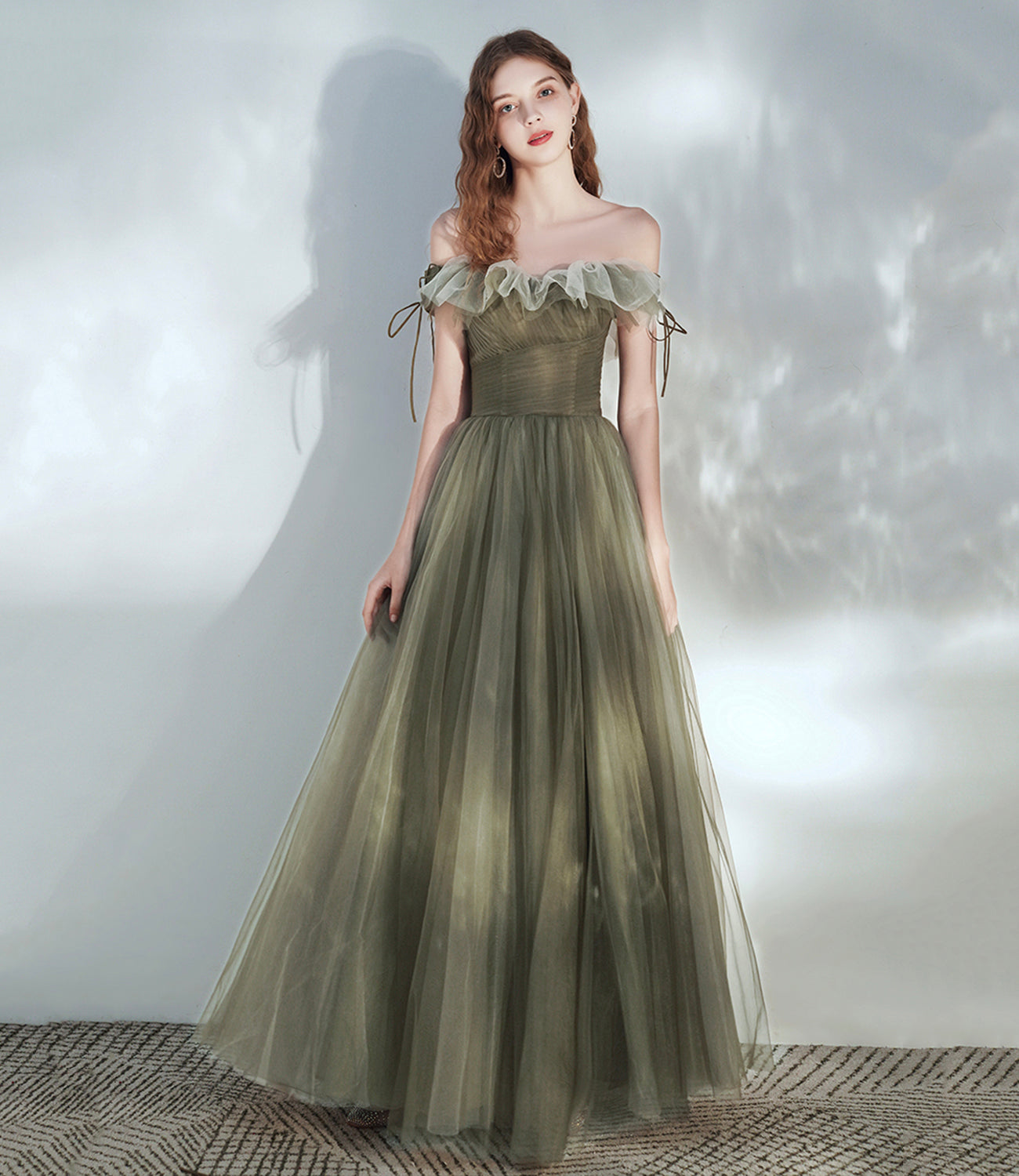 CUTE TULLE LONG A LINE PROM DRESS EVENING DRESS cg19638