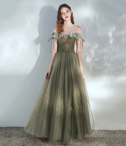 Süßes langes A-Linien-Ballkleid aus Tüll, cg19638