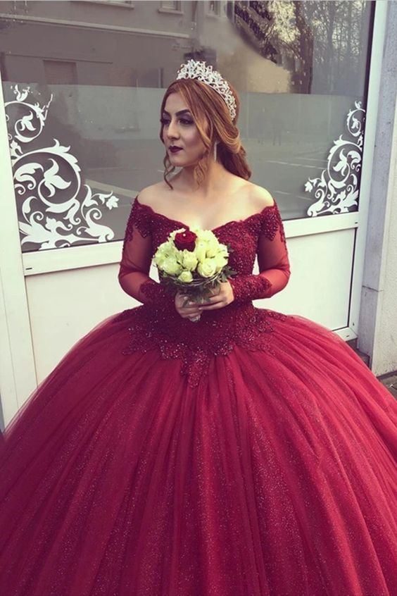 Elegant burgundy Ball Gown Quinceanera prom Dress For Sweet 16 cg19729