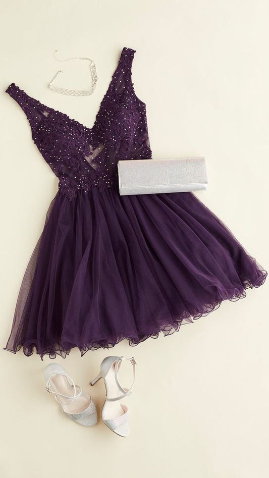 Lila Homecoming-Kleid cg1985