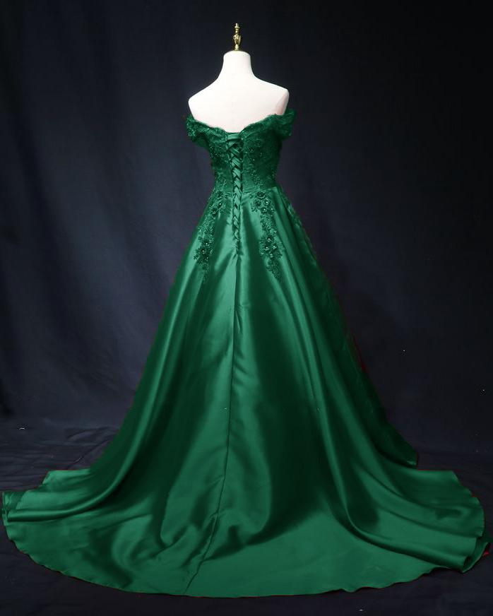 Fashion Off the Shoulder Emerald Green Formal Dress Long prom dress evening dress cg19892