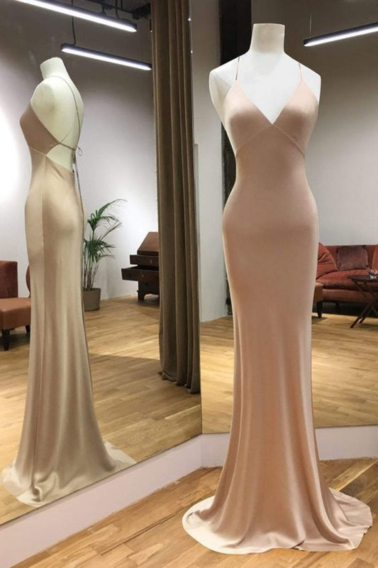 schlichtes Neckholder-Meerjungfrauen-Ballkleid 2021, günstiges langes Ballkleid, langes Abendkleid mit Trägern, cg19897