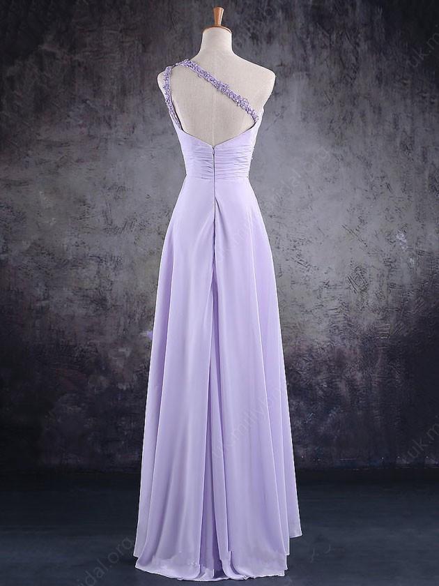 Light Purple One Shoulder Lace Applique Chiffon Party Dress Prom Dresses cg19927