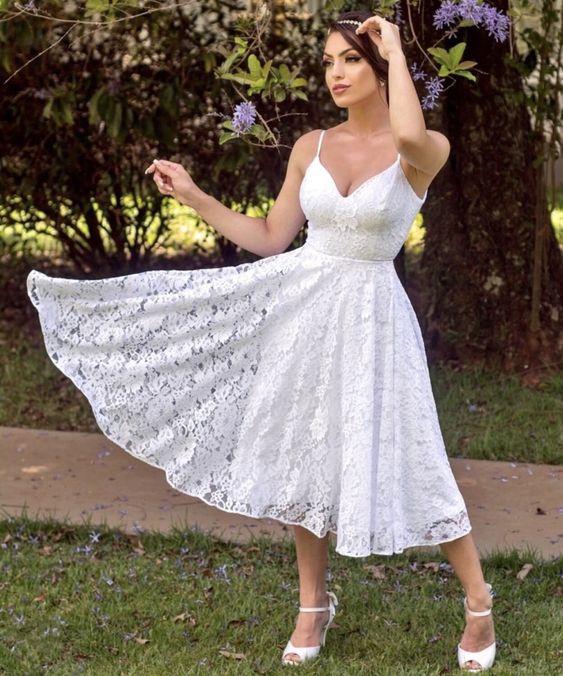 Elegant A-line V neck wedding reception dresses short lace bridal gown for women prom dresses cg19663