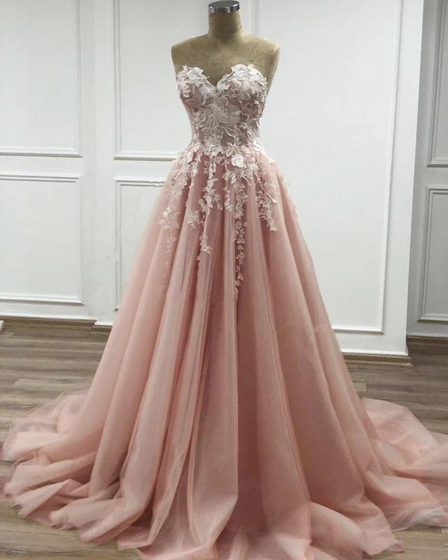 Boho Sweetheart Lace Wedding Gowns A-Line with Appliques prom dress cg19978