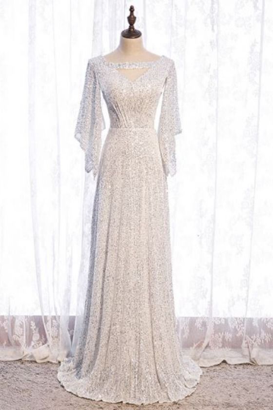 Silver Sequined Prom Dress cg19990