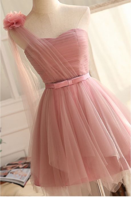 Cute Pink Sweetheart Tulle Homecoming Dresses,Sleeveless A-line Short Homecoming Dresses cg20029