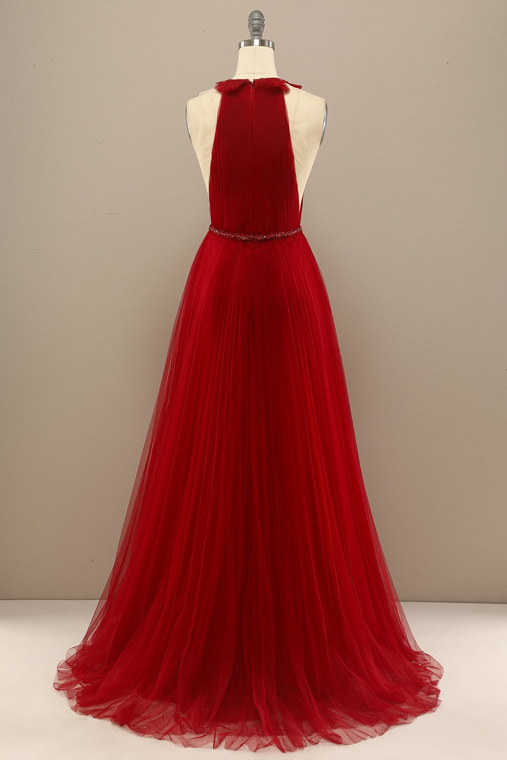 Red Pleated Long Chiffon Prom Dress cg20033