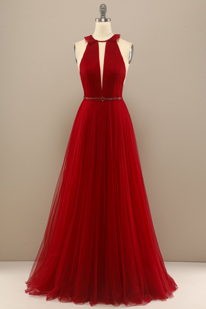 Red Pleated Long Chiffon Prom Dress cg20033 classygown Red Pleated Long Chiffon Prom Dress cg20033 classygown
