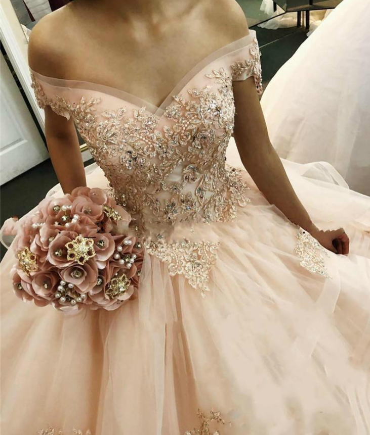 Sweet 16 Dresses Bead Ball Gowns Quinceanera Dresses Off The Shoulder Ruffle Tiered Puffy Prom Dresses cg20062