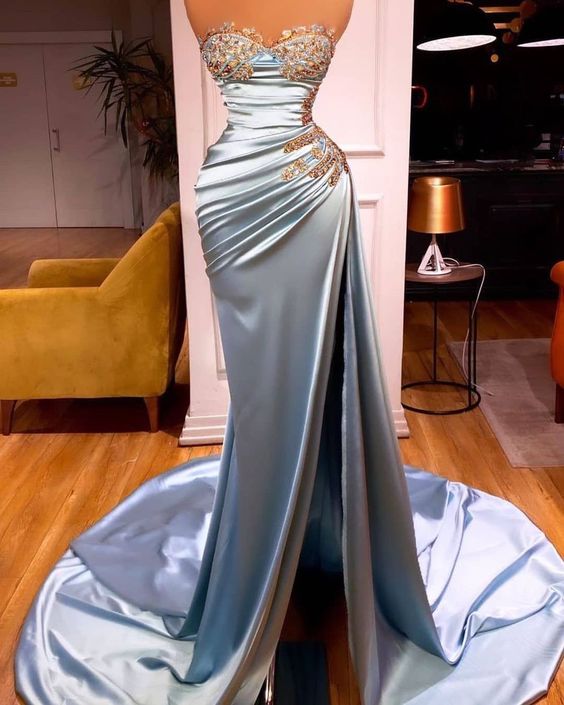 blaues langes Ballkleid, formelles Partykleid cg20100