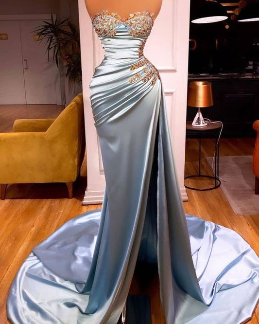 blaues langes Ballkleid, formelles Partykleid cg20100