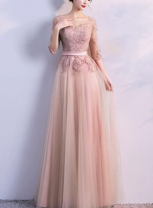 Rosa Tüll Brautjungfernkleider Lang, Schöne Brautjungfernkleider Ballkleid cg20108