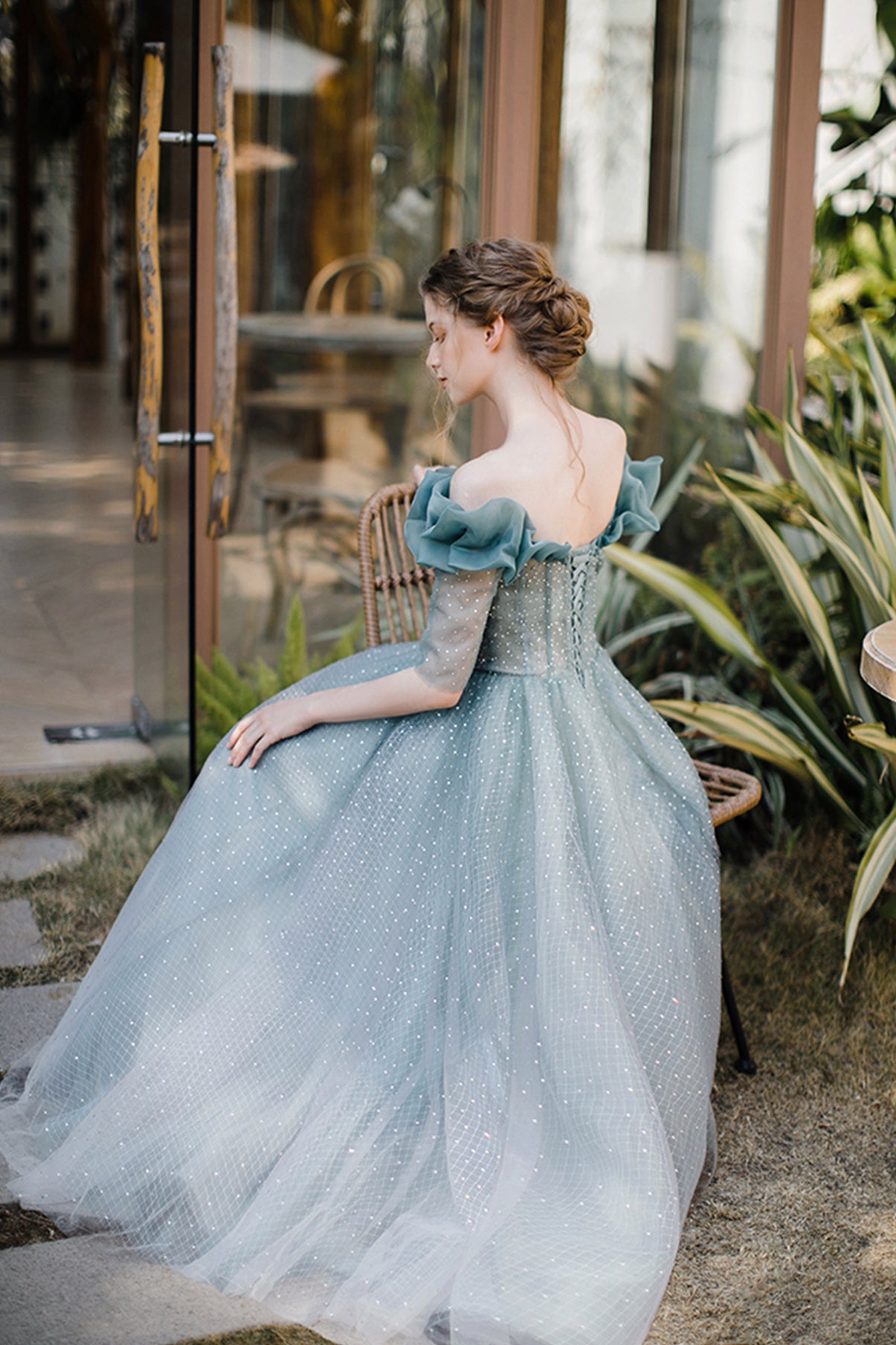 CUTE TULLE BEADS A LINE PROM DRESS CUTE EVENING DRESS cg20224