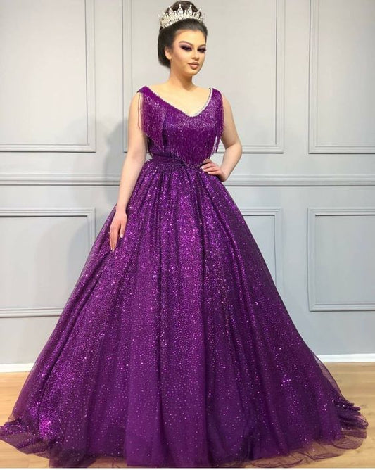 A-Linie langes Ballkleid, lila Abendkleid cg20281