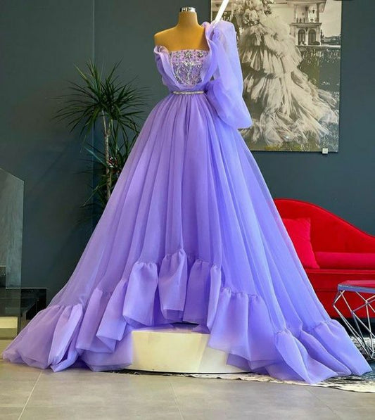 A-Linie langes Ballkleid, lila Abendkleid cg20282