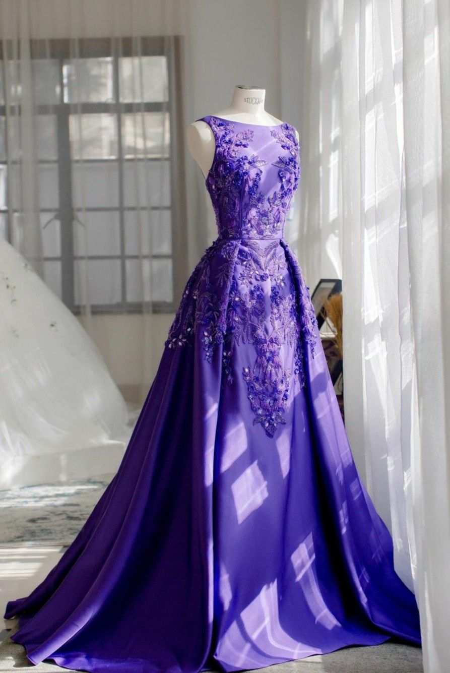 Purple long prom dress, evening dress cg20290
