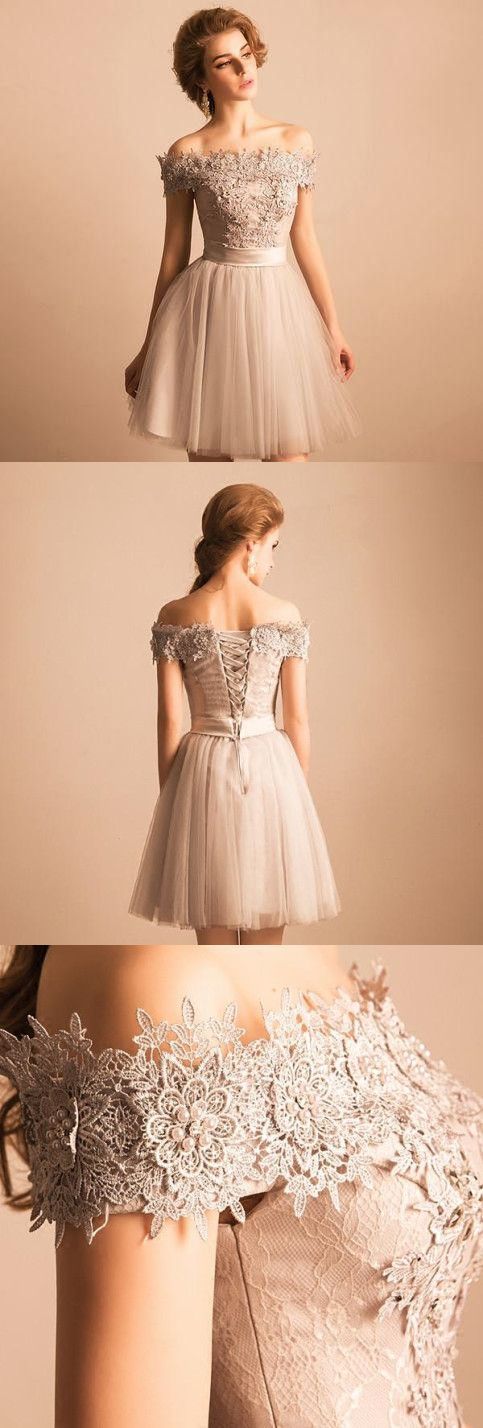 Schulterfreies Homecoming-Kleid mit Ärmeln, Party-Spitze, Homecoming-Kleid cg203