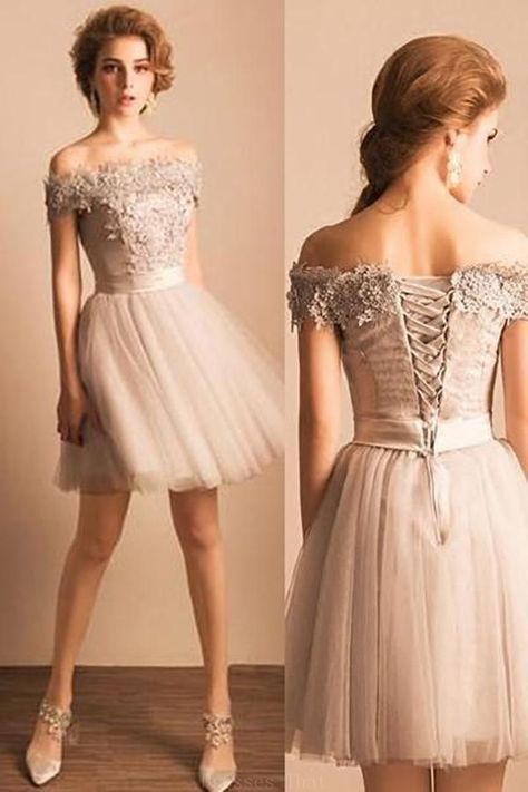 Schulterfreies Homecoming-Kleid mit Ärmeln, Party-Spitze, Homecoming-Kleid cg203