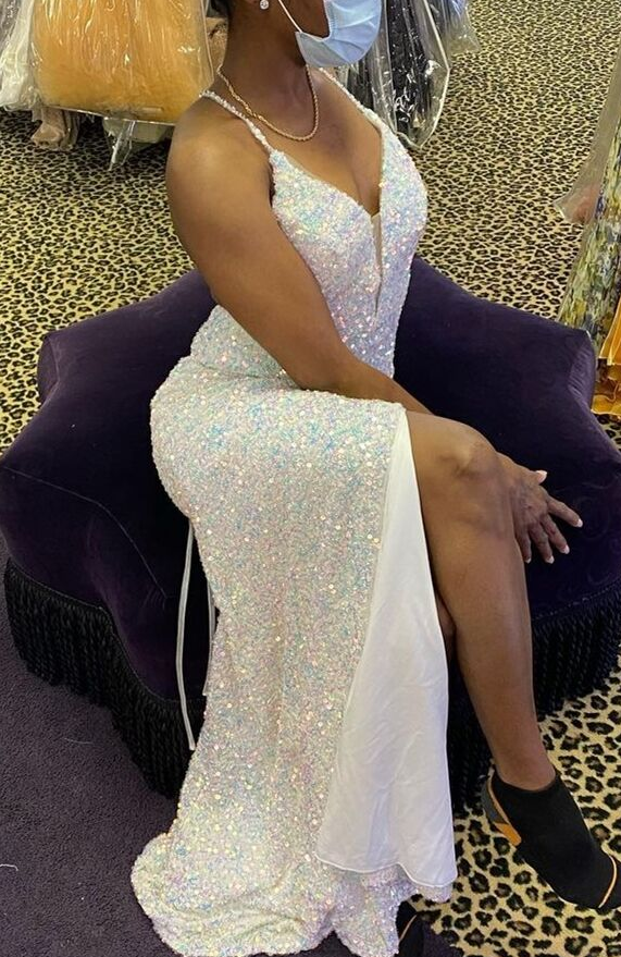mermaid sequined long formal dress evening dress with lace up back prom dress cg20303