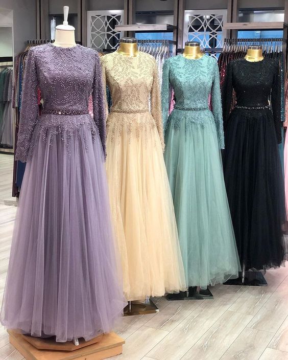 A line long tulle evening dress Prom Dress cg20310