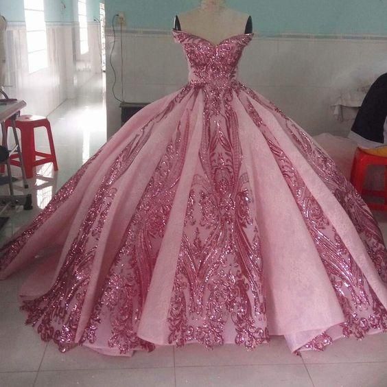 rosa Ballkleider, luxuriöse Ballkleider, glitzernde Ballkleider, Ballkleid cg20324