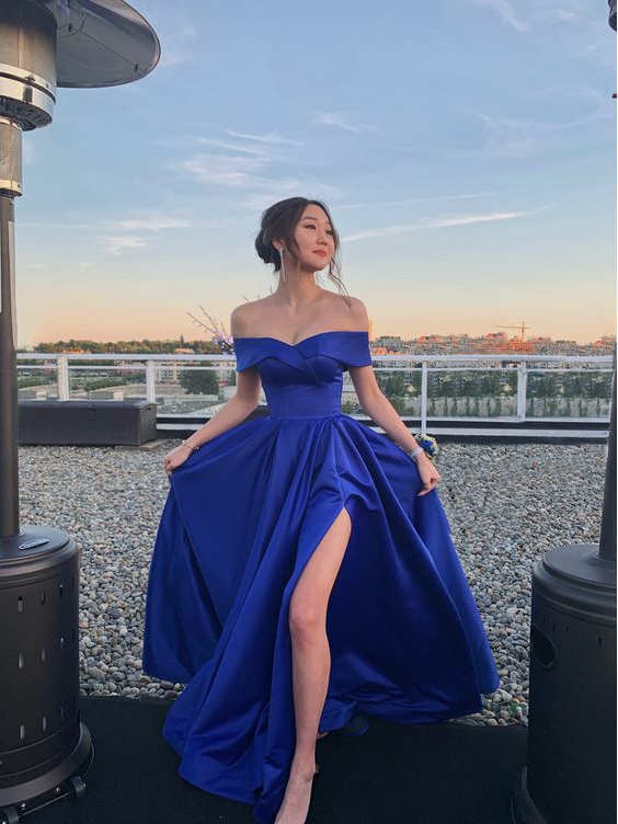 Off the shoulder royal blue prom dress cg20344 classygown