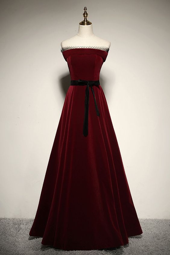 2021 Burgundy Velvet Long Prom Dress Formal Dress Cg20390 Cg20390