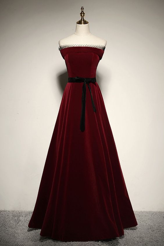 2021 Burgunder Samt Langes Ballkleid Abendkleid cg20390 cg20390
