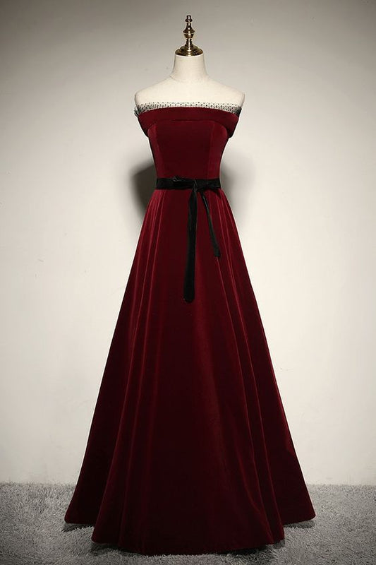 2021 Burgunder Samt Langes Ballkleid Abendkleid cg20390 cg20390
