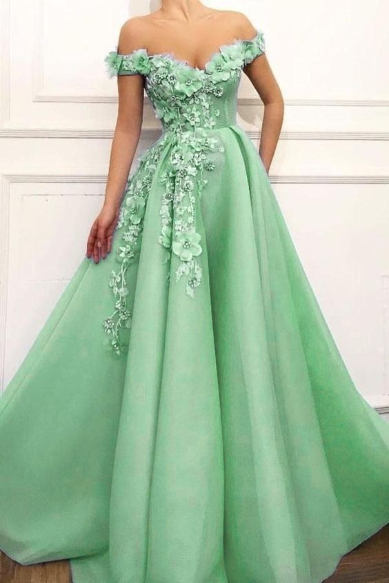 Princesse Off The Shoulder Appliques evening Dress prom dress evening dress cg20439