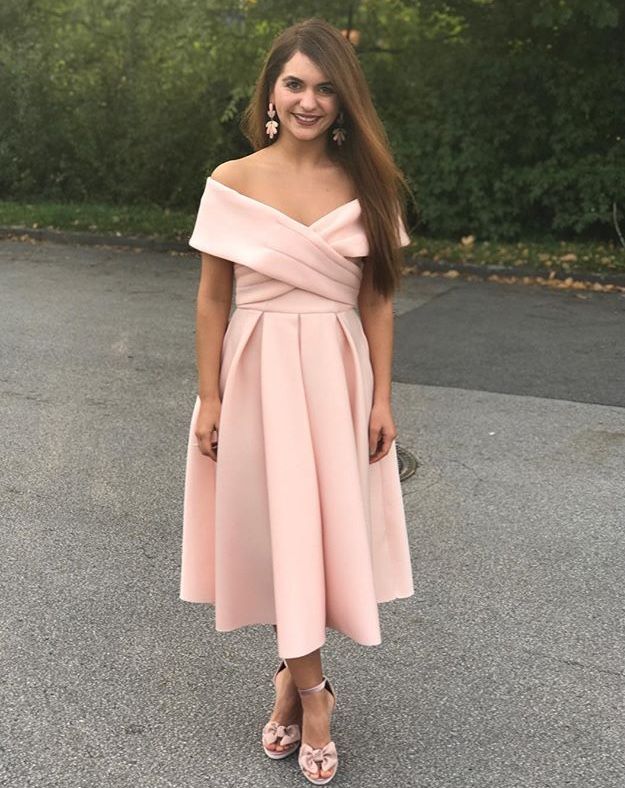 Pink off the shoulder fashion Prom Dress cg20481