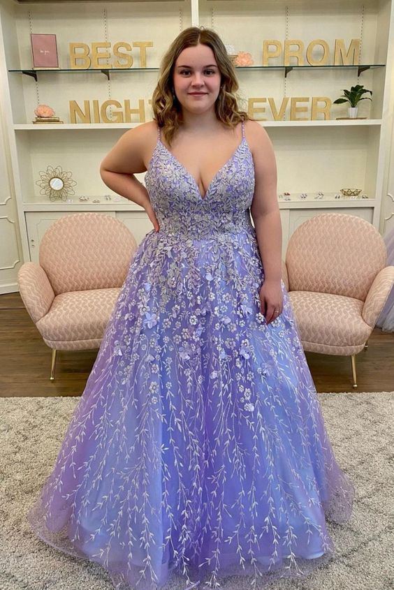 Gorgeous Lavender A-Line Appliques Long Prom Dress cg20501