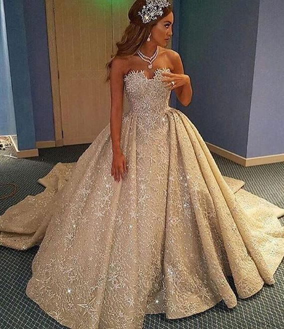 funkelnde Champagner-Brautkleider, lange Brautkleider, Brautkleid, Ballkleid für die Braut cg20537