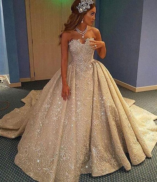 funkelnde Champagner-Brautkleider, lange Brautkleider, Brautkleid, Ballkleid für die Braut cg20537