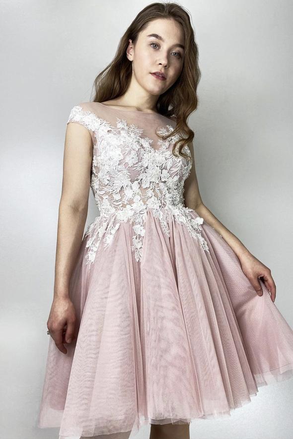 Cute lace short A line homecoming dress cg20571