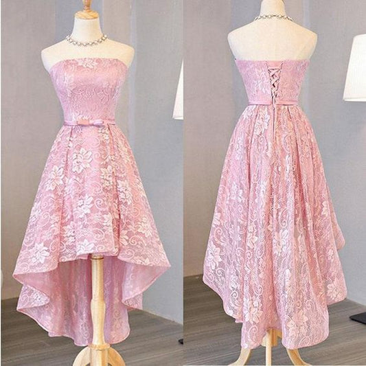 Schönes rosa, High Low, Spitzenkleid Rosa, High Low Kleid, Spitzenkleid, Homecoming-Kleid cg206