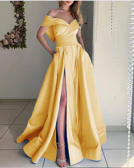 gelbes langes Abendkleid Ballkleid cg20603