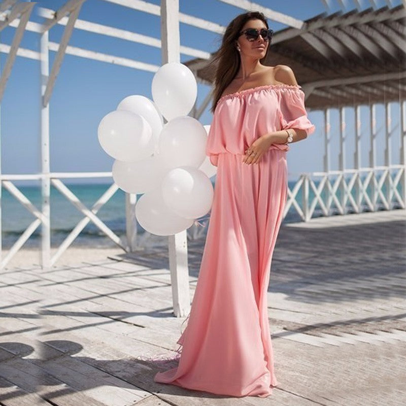 Charming Prom Gown Off Shoulder Chiffon Long Dress cg20698