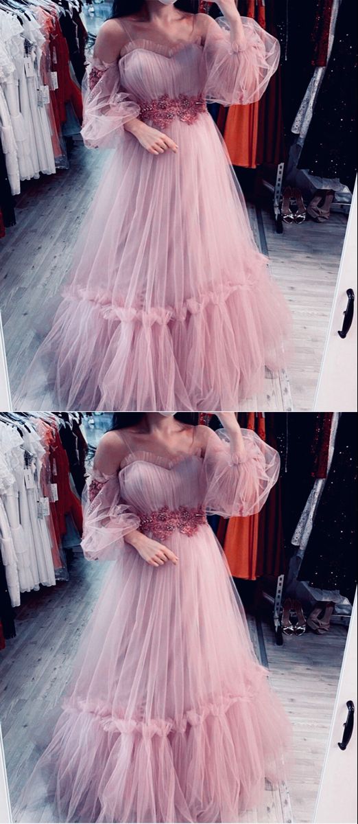 Mauve Pink Prom Dresses with sleeves cg20764
