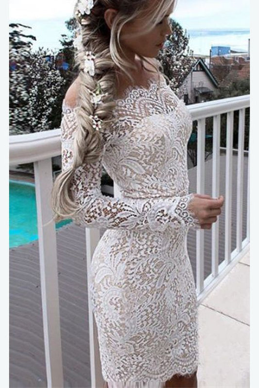 Weißes Spitzen-Heimkehrkleid für Teenager, erschwingliche sexy kurze Kleider cg208