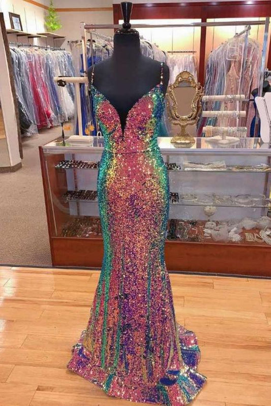 2021 Glitzer Meerjungfrau Pailletten Ballkleid langes Abendkleid cg20813