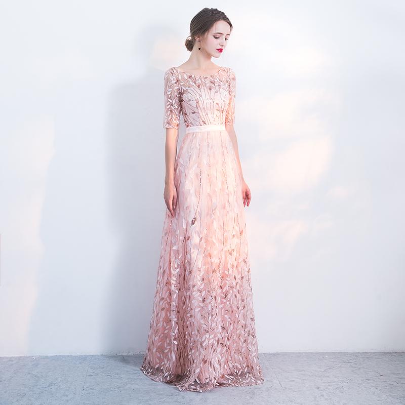 Pink Short Sleeves Lace Floral Party Dress, A-Line Wedding Party Dress prom Dress cg20823
