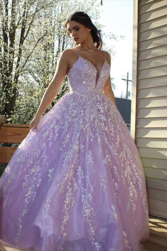 2022 A-Linie lila langes Ballkleid cg20854