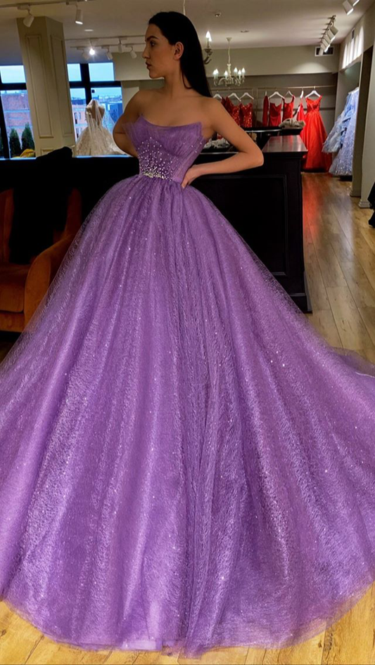 2022 A-Linie lila langes Ballkleid cg20855