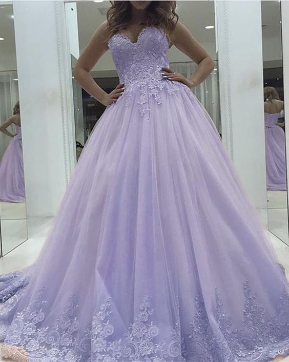 Lace Sweetheart Ball Gown Tulle Prom Dresses Elegant cg20856