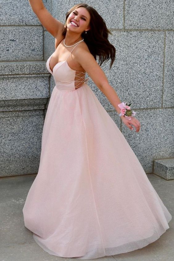 princess A-line pink long prom dress ball gown cg20857